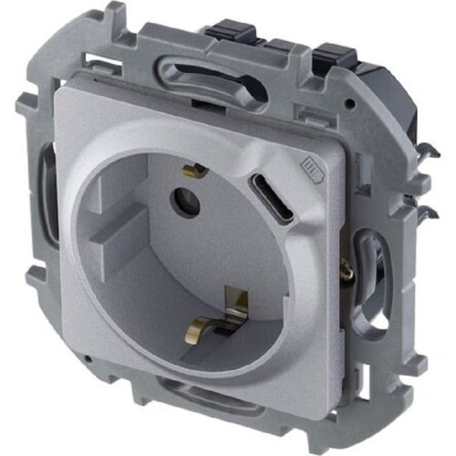 Розетка с заземлением +1хUSB тип C без рамки Legrand Inspiria 1-м. алюминий картинка